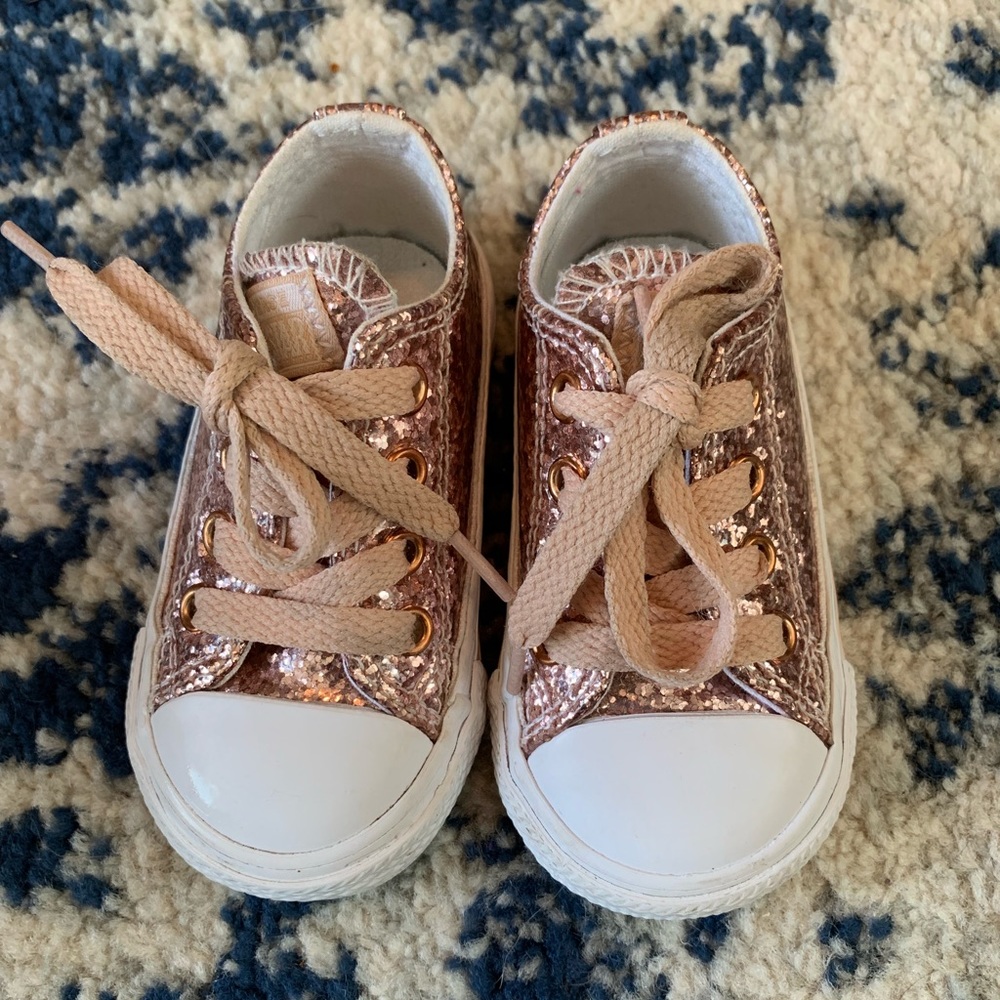 Rose gold sparkly converse